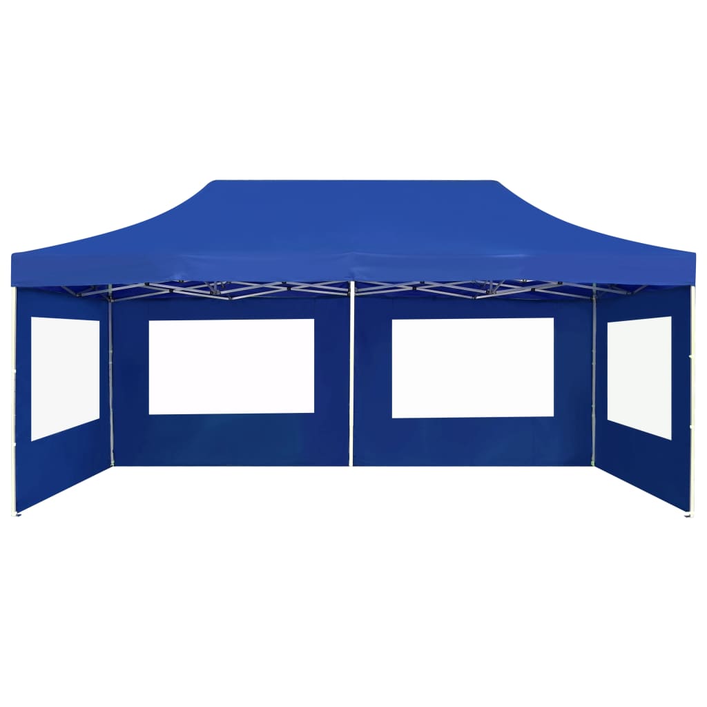 Partytent inklapbaar met wanden 6x3 m aluminium blauw