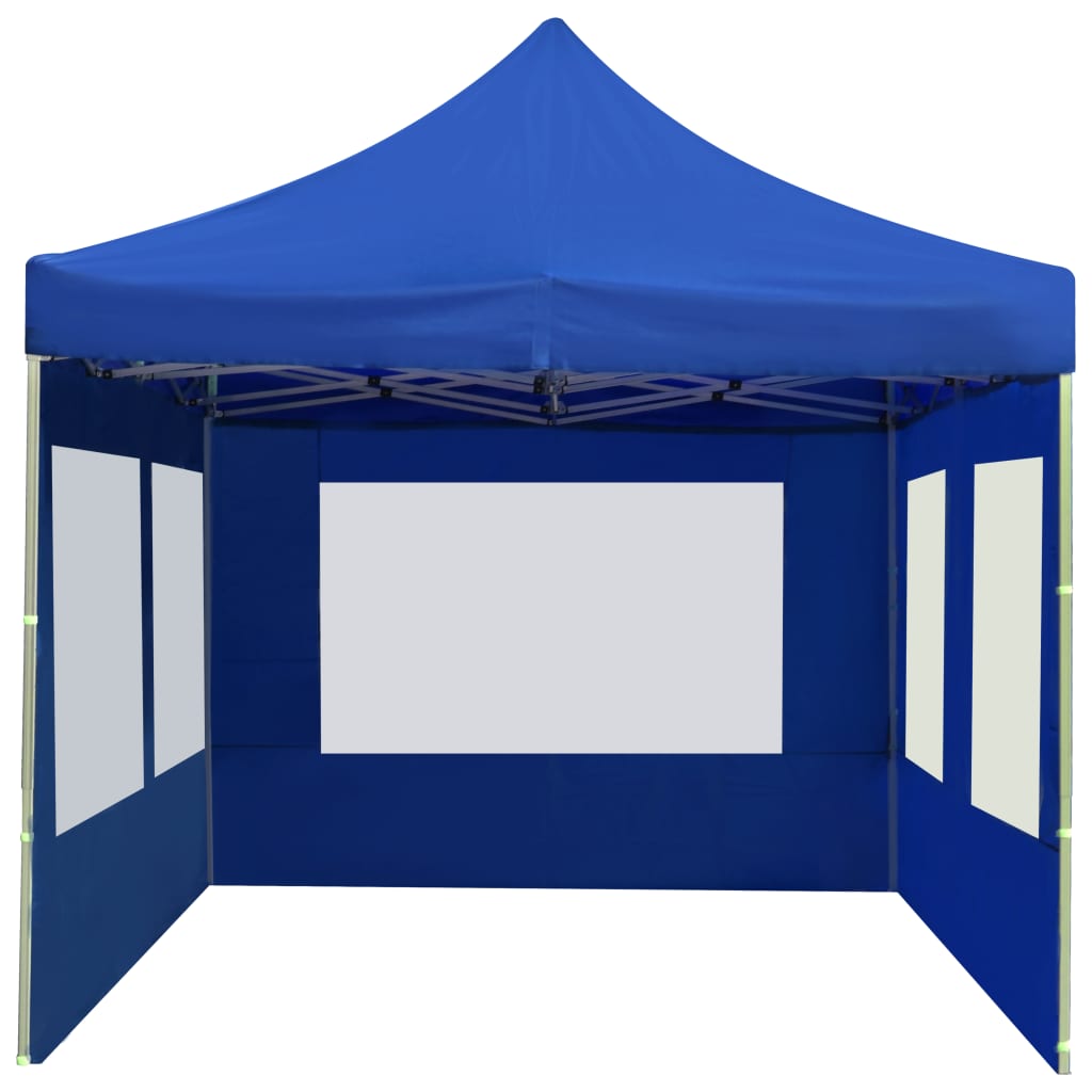Partytent inklapbaar met wanden 6x3 m aluminium blauw