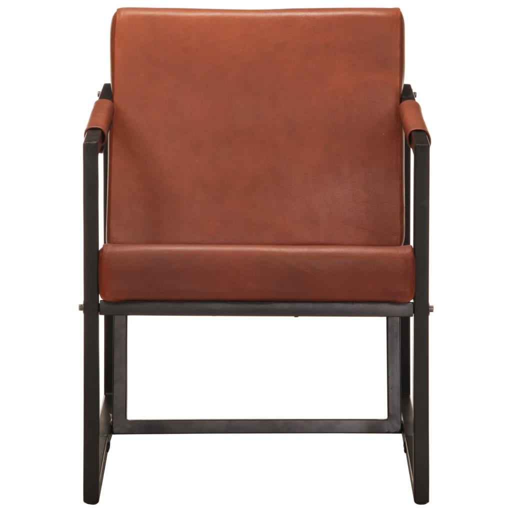 Fauteuil echt leer bruin