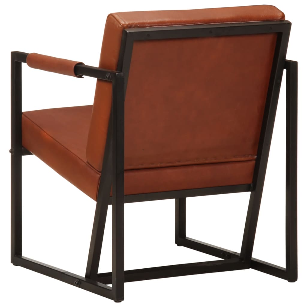 Fauteuil echt leer bruin