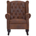 Fauteuil en voetenbank Chesterfield-stijl kunstsuède bruin