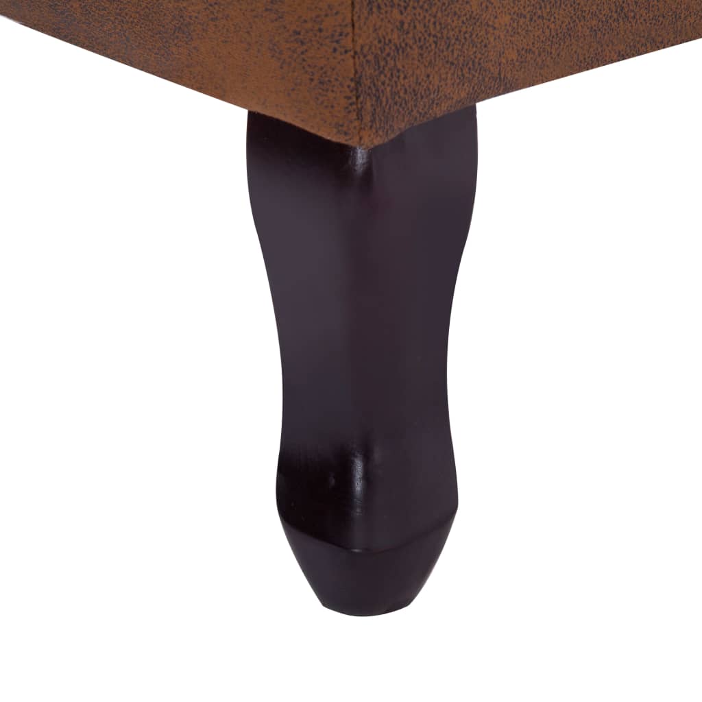 Fauteuil en voetenbank Chesterfield-stijl kunstsuède bruin