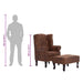 Fauteuil en voetenbank Chesterfield-stijl kunstsuède bruin