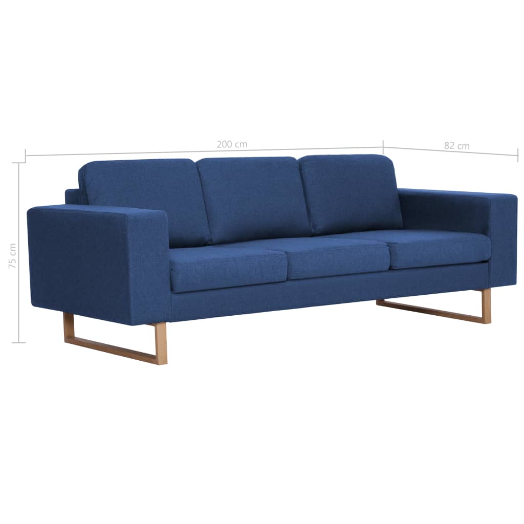 Driezitsbank stof blauw
