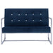 Tweezitsbank met armleuningen chroom en fluweel blauw