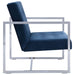 Tweezitsbank met armleuningen chroom en fluweel blauw