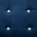 Tweezitsbank met armleuningen chroom en fluweel blauw