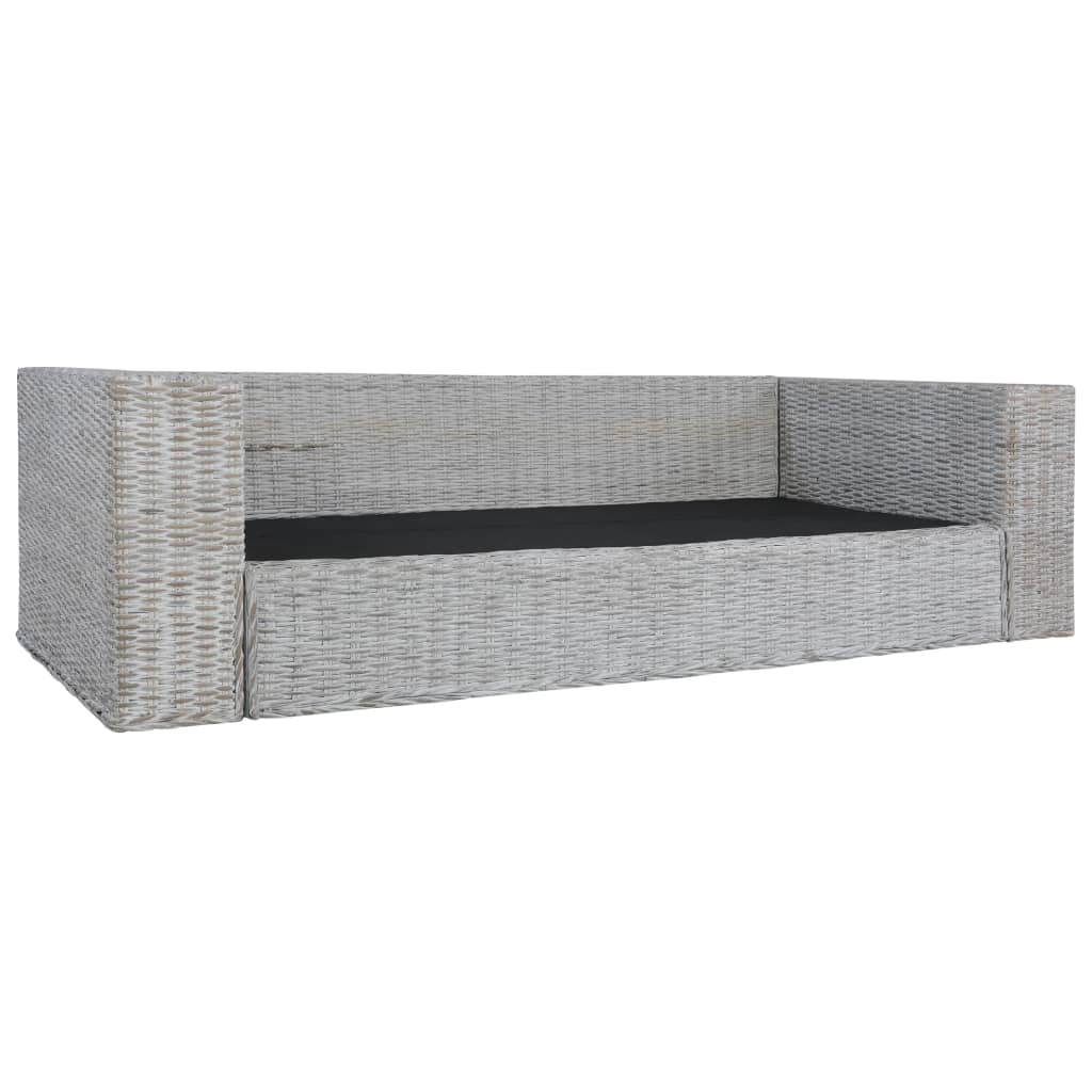 Driezitsbank met kussens natuurlijk rattan grijs