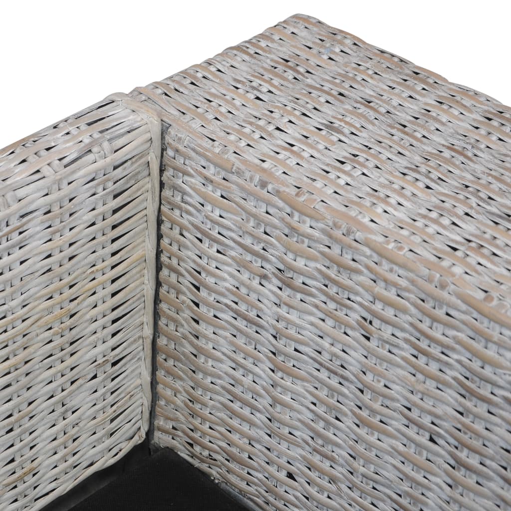 Driezitsbank met kussens natuurlijk rattan grijs