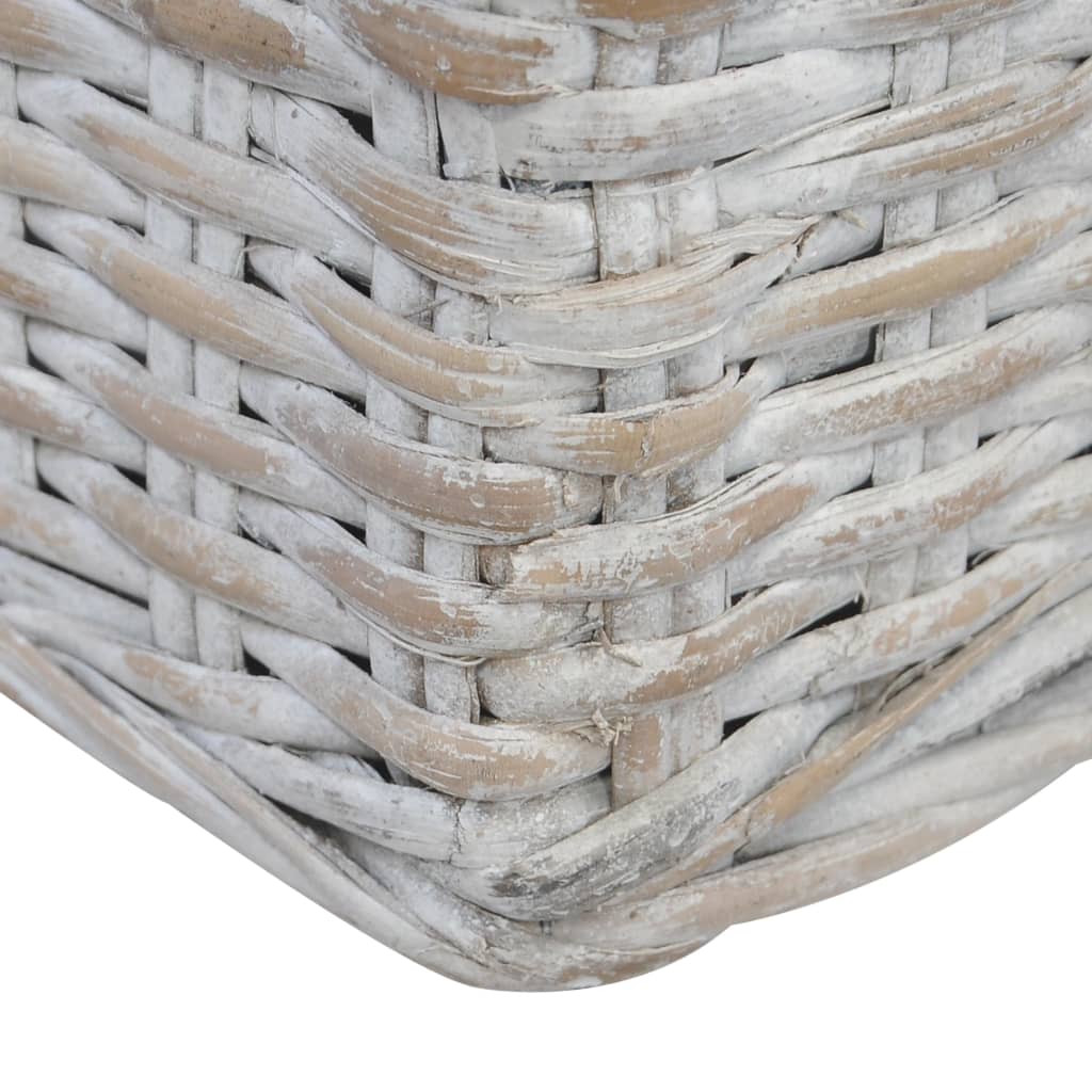 Driezitsbank met kussens natuurlijk rattan grijs