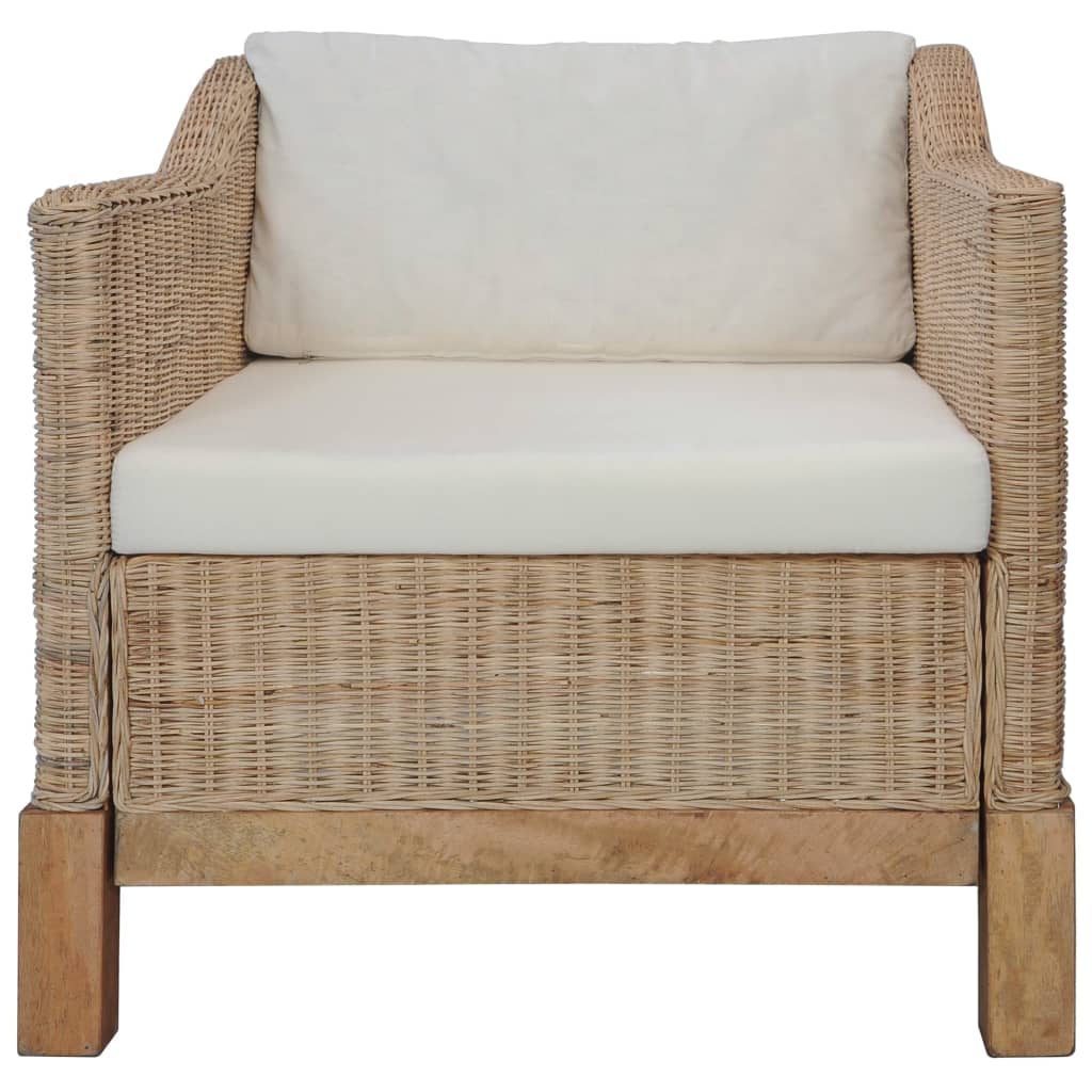 Fauteuil met kussens natuurlijk rattan