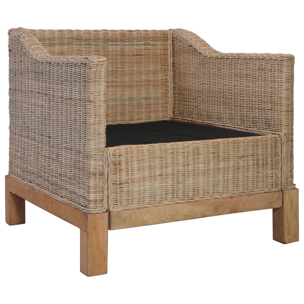 Fauteuil met kussens natuurlijk rattan