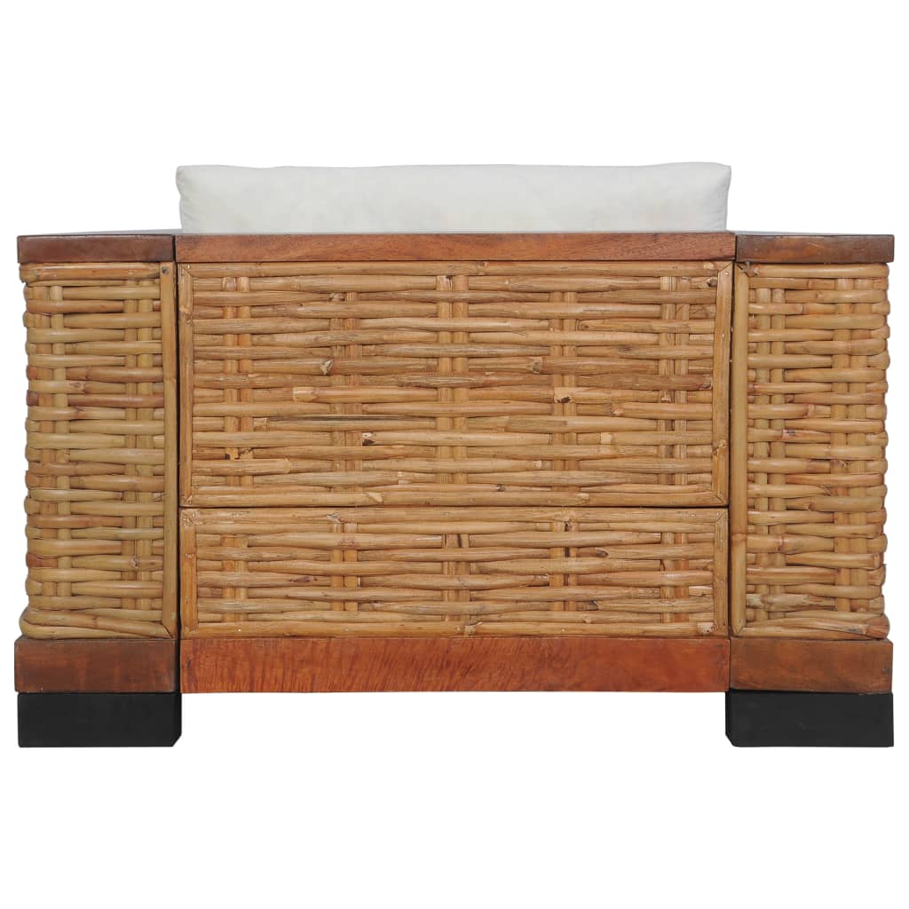Fauteuil met kussens natuurlijk rattan bruin
