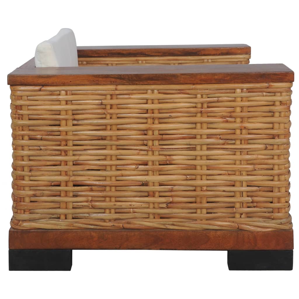 Fauteuil met kussens natuurlijk rattan bruin