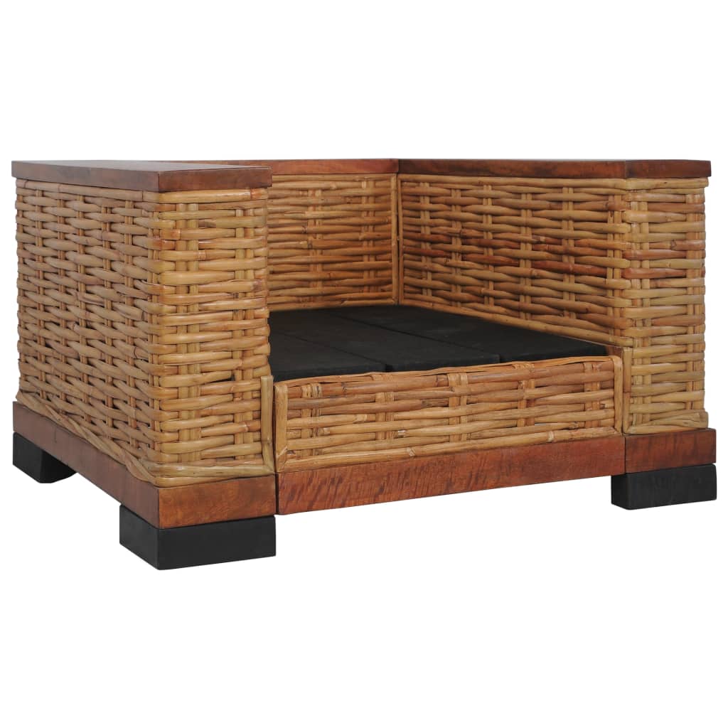 Fauteuil met kussens natuurlijk rattan bruin