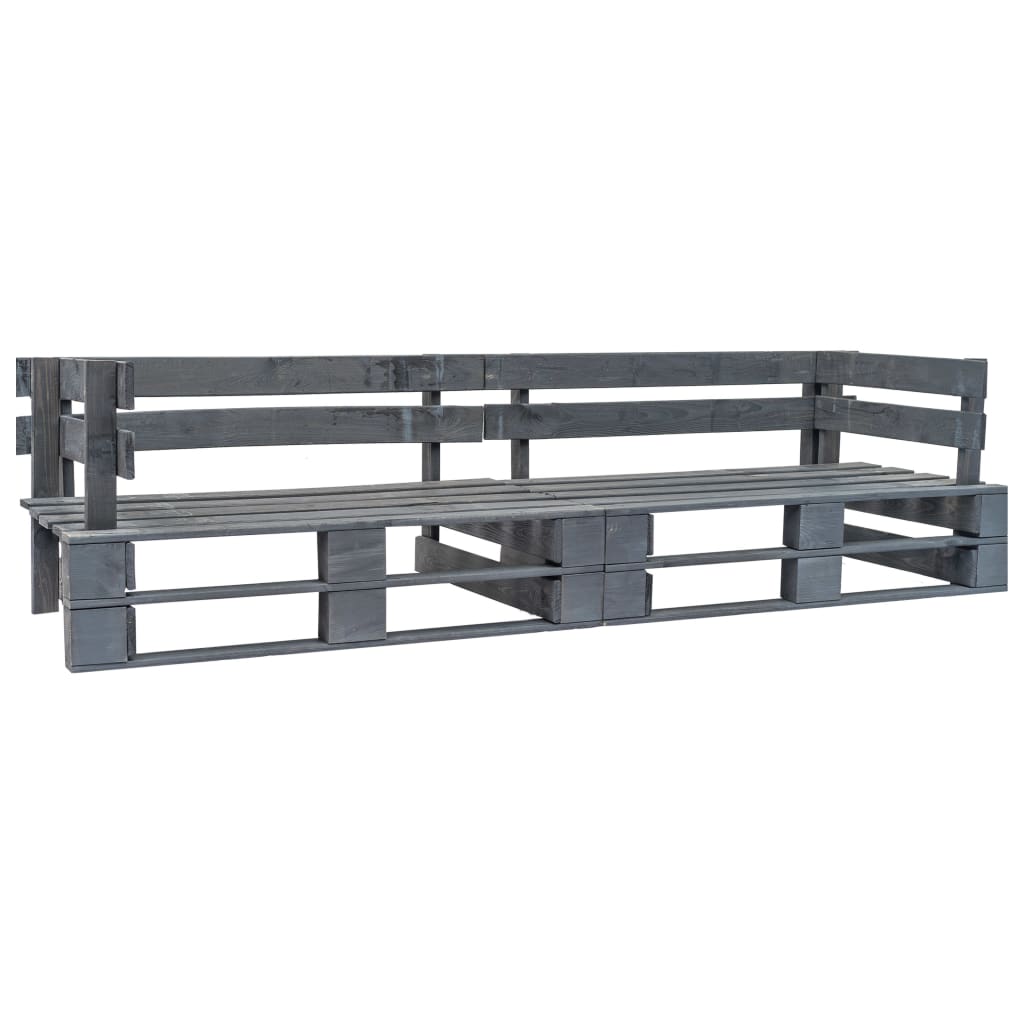 Tuinbank 2-Zits Pallet Hout Grijs 1