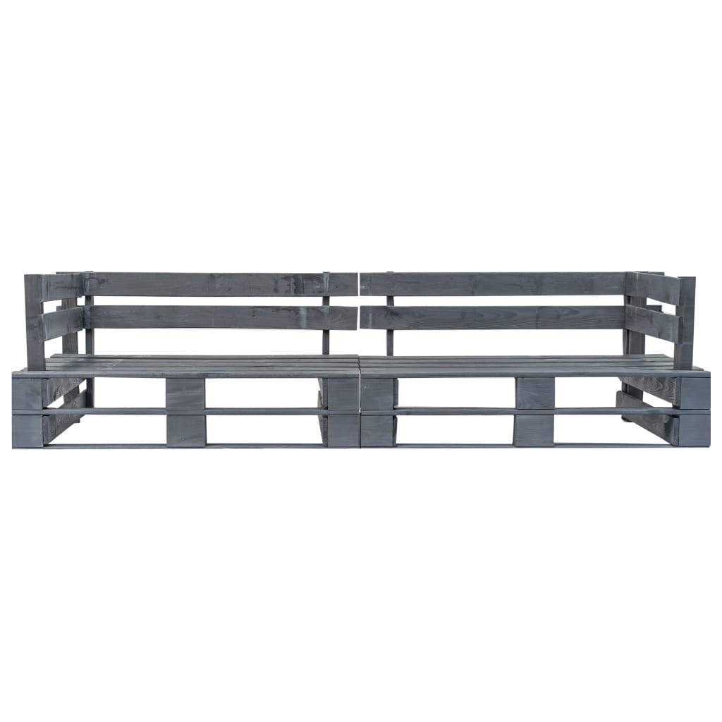 Tuinbank 2-Zits Pallet Hout Grijs 1
