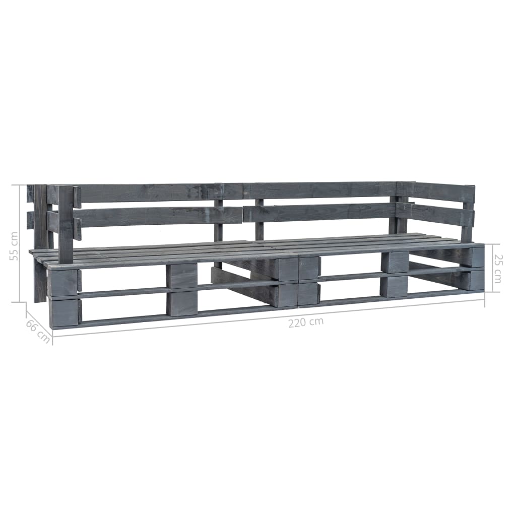Tuinbank 2-Zits Pallet Hout Grijs 1