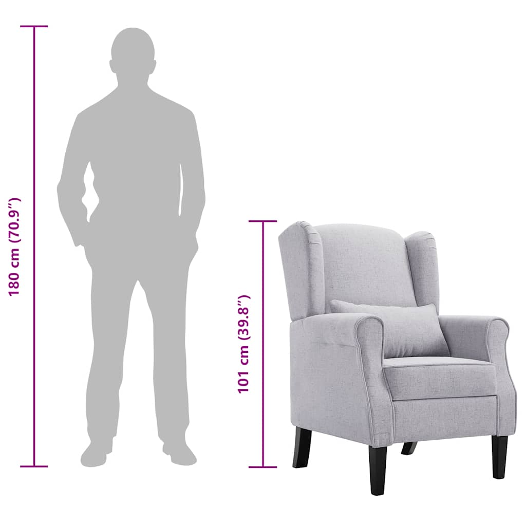Fauteuil stof lichtgrijs