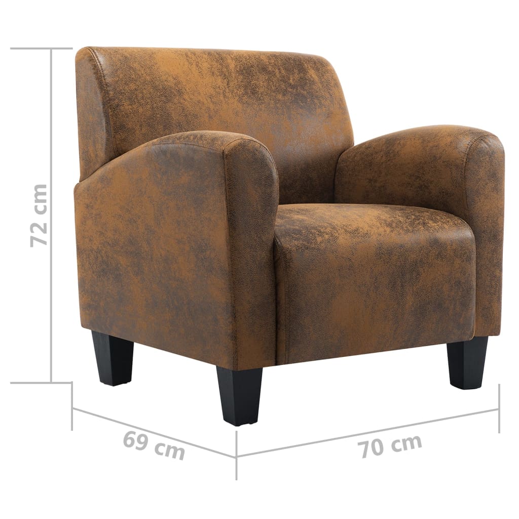 Fauteuil Bruin 70x69x72 cm Kunstsuède