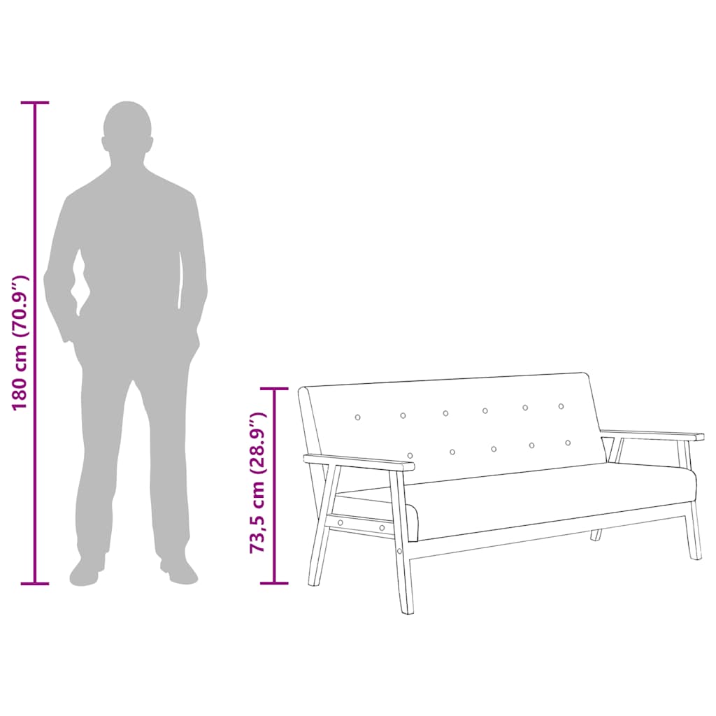 Driezitsbank kunstleer zwart