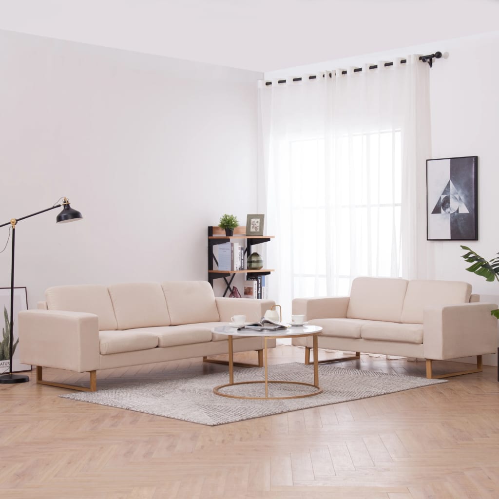 2-delig Bankstel stof crème