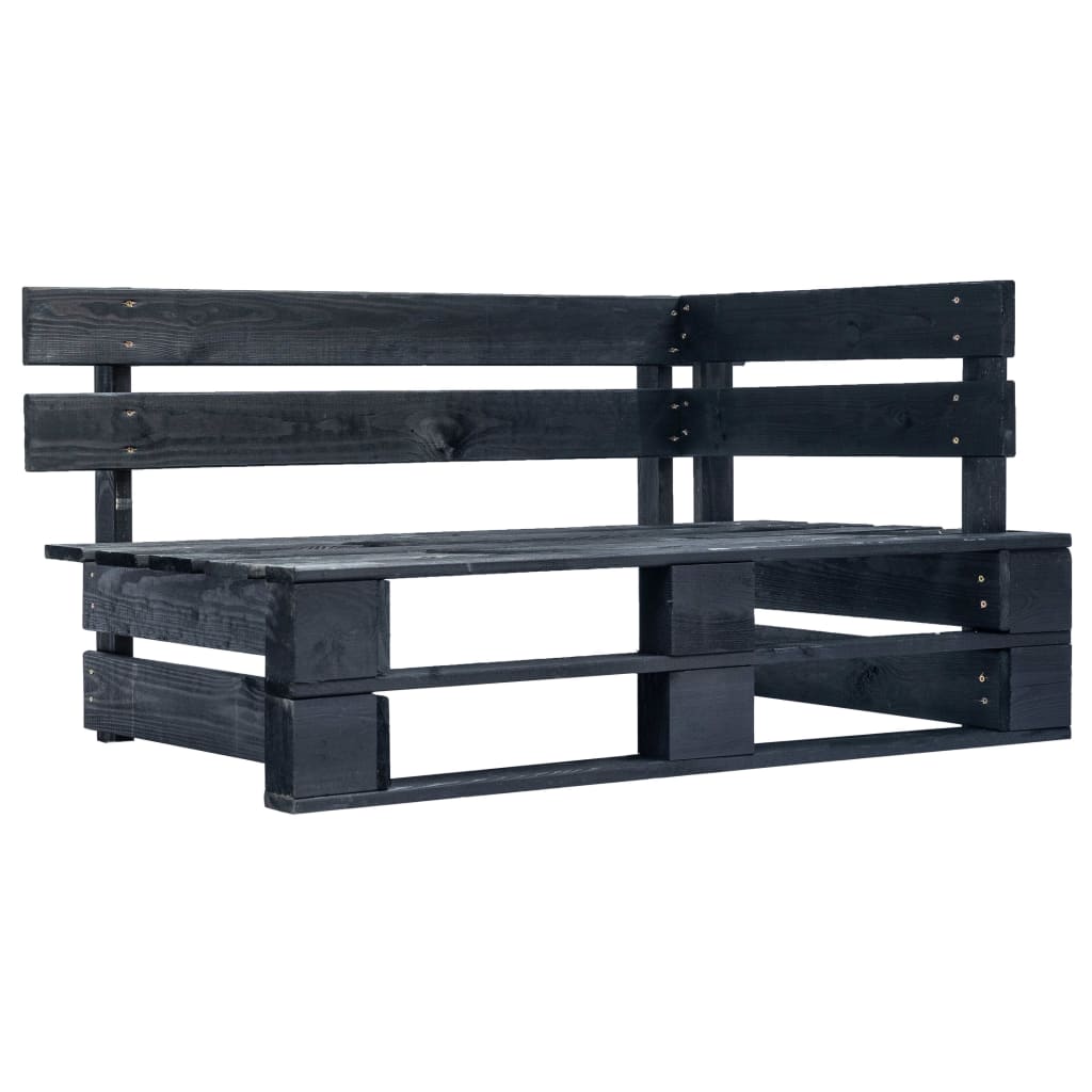 Tuinhoekbank Pallet Hout Zwart 1