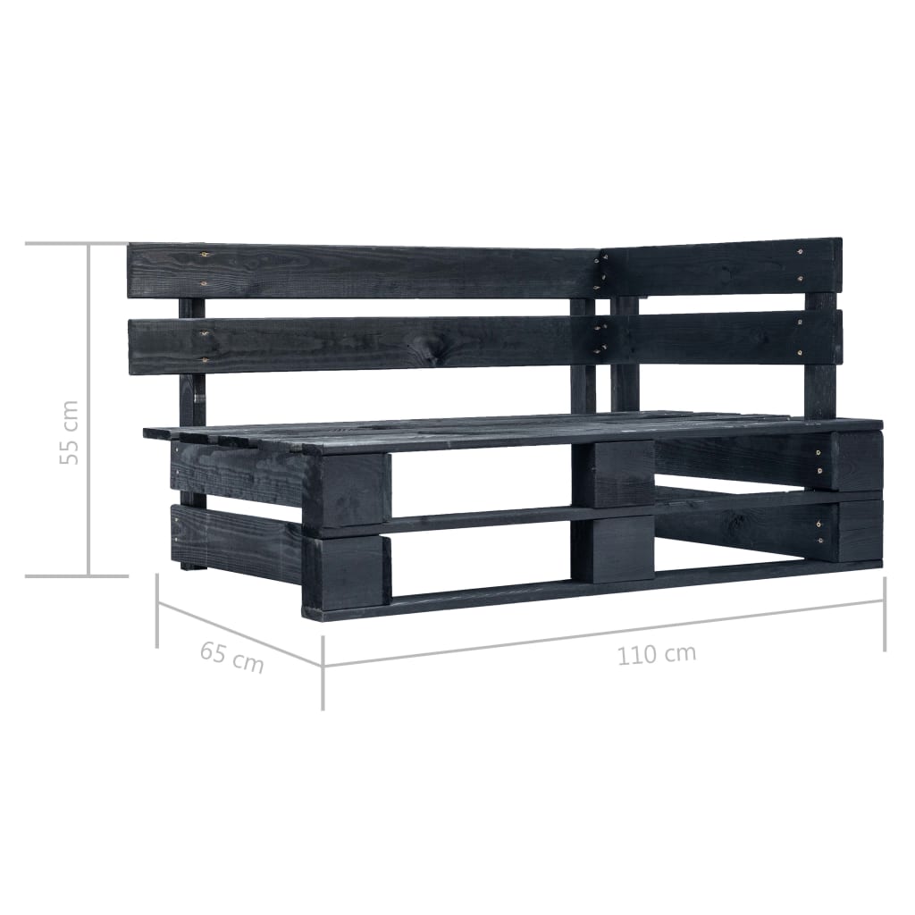 Tuinhoekbank Pallet Hout Zwart 1