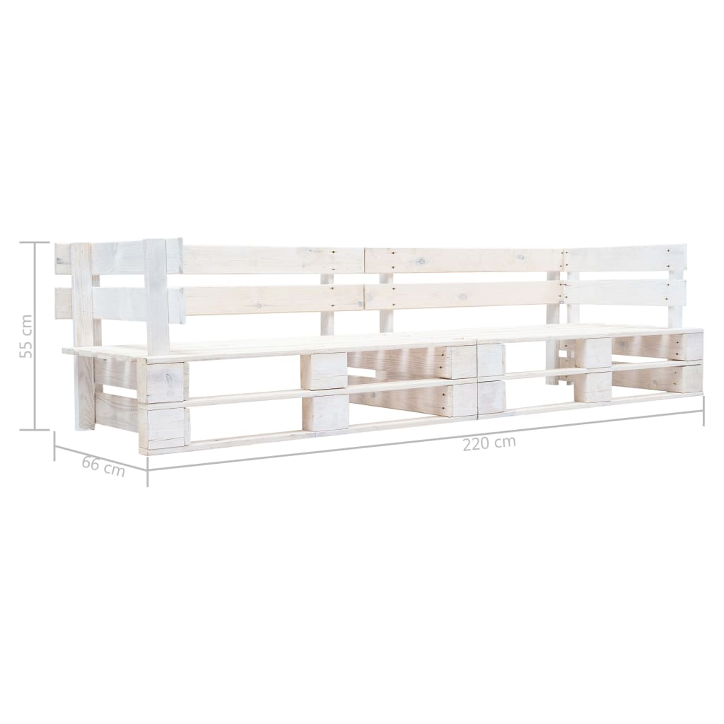Tuinbank 2-zits pallet hout wit