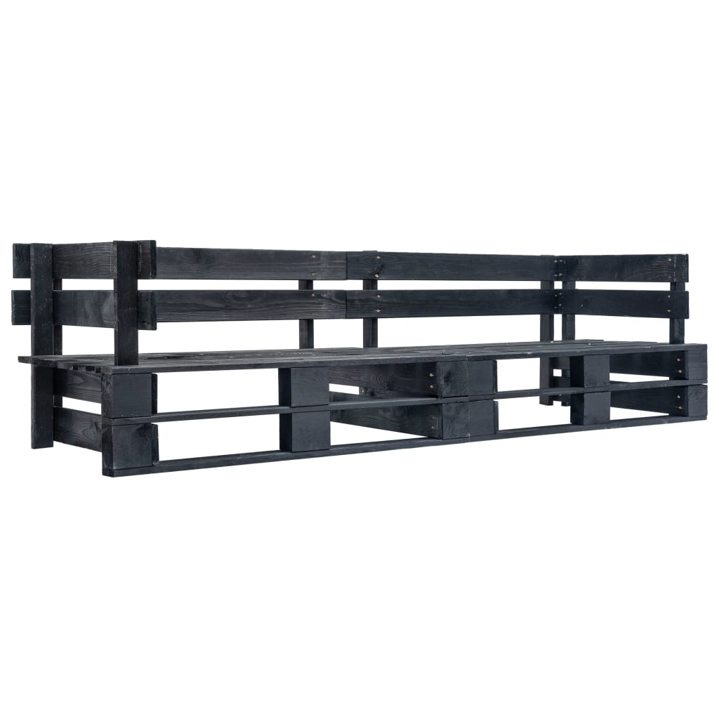 Tuinbank 2-zits pallet hout zwart