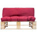 Tuinbank pallet met rode kussens grenenhout