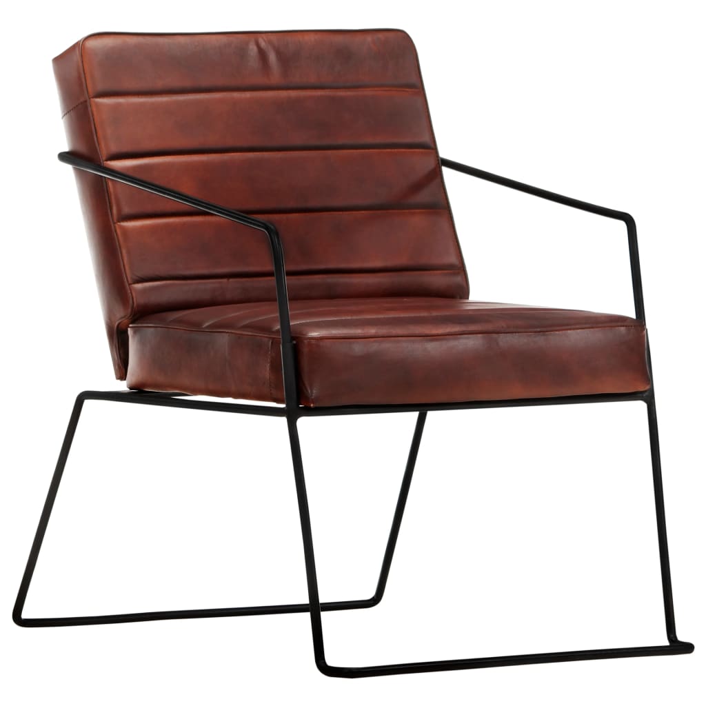 Fauteuil echt leer donkerbruin