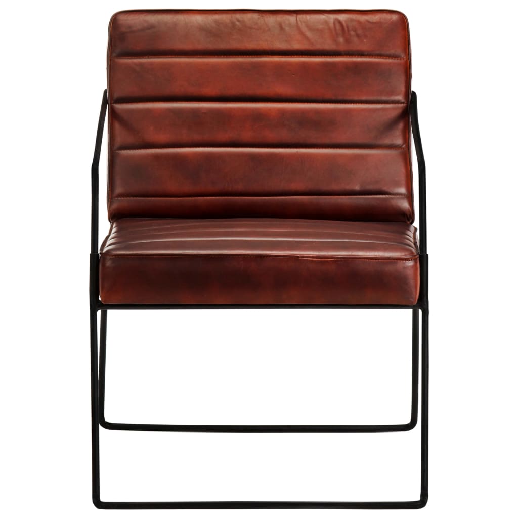 Fauteuil echt leer donkerbruin
