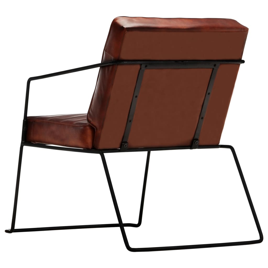 Fauteuil echt leer donkerbruin