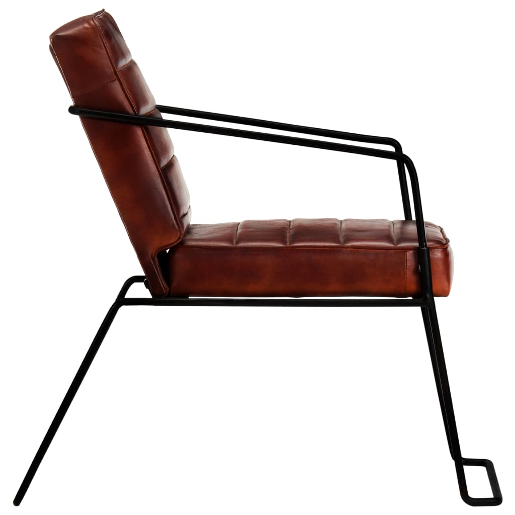 Fauteuil echt leer donkerbruin