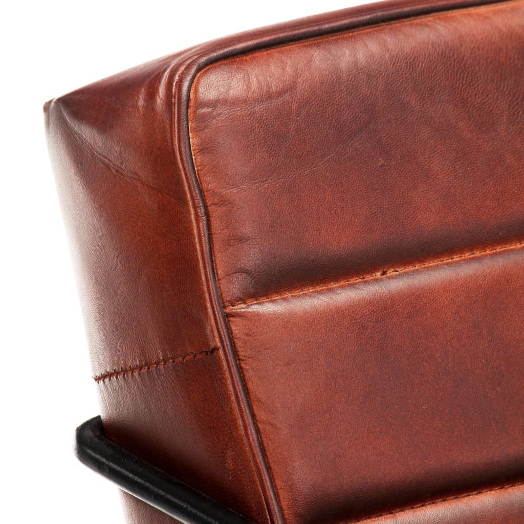 Fauteuil echt leer donkerbruin