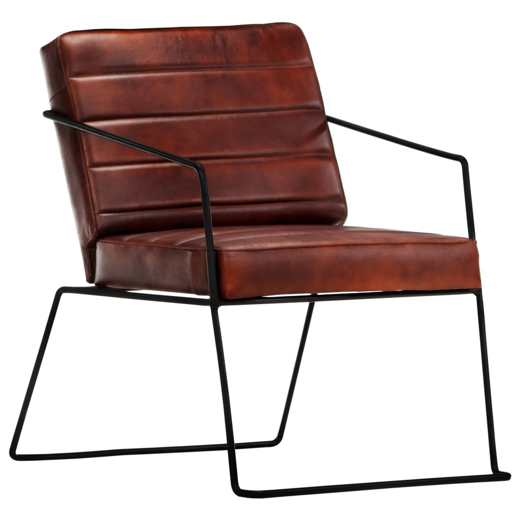 Fauteuil echt leer donkerbruin