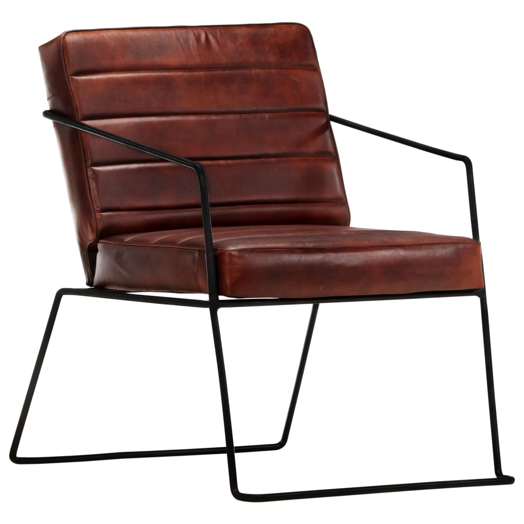 Fauteuil echt leer donkerbruin