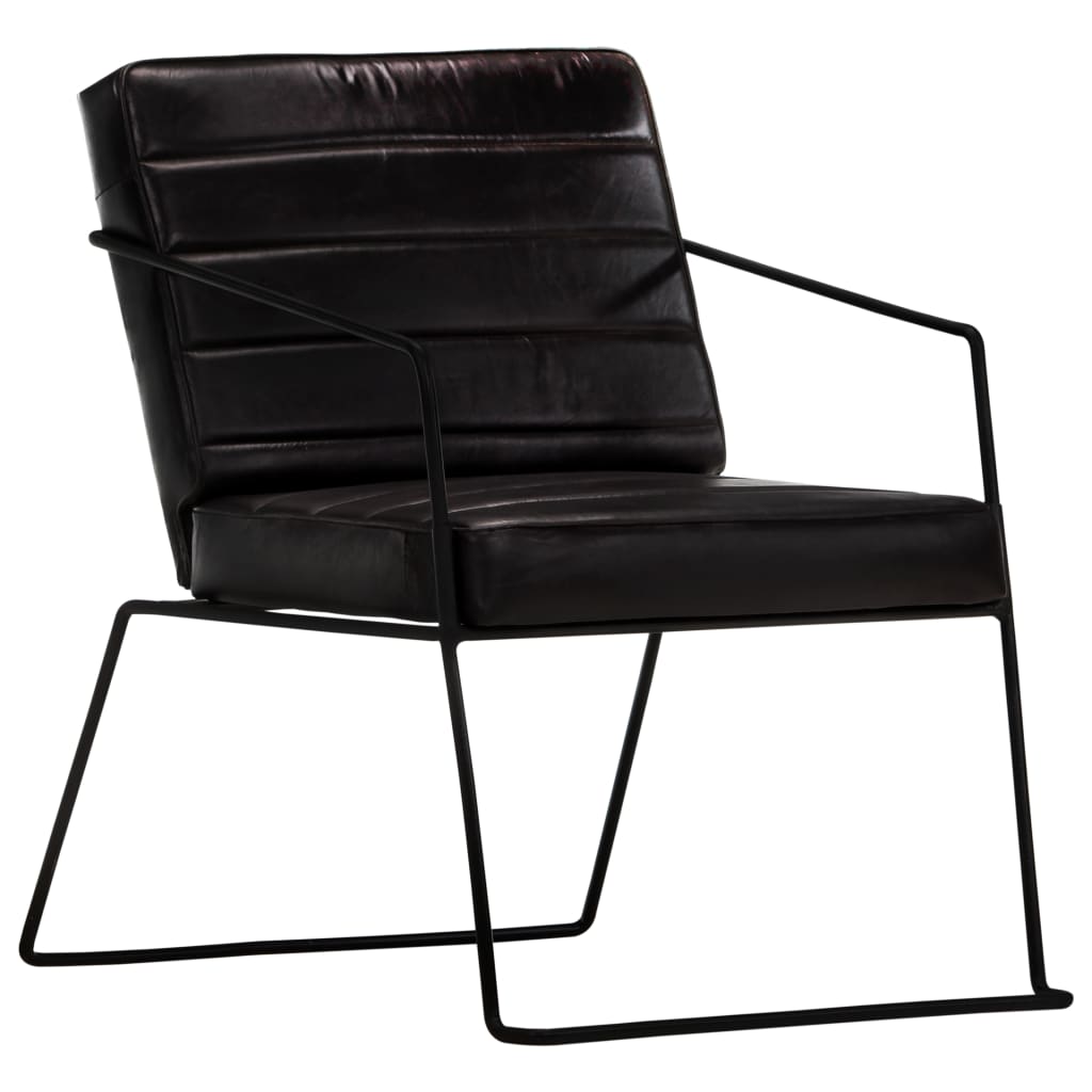Fauteuil echt leer zwart