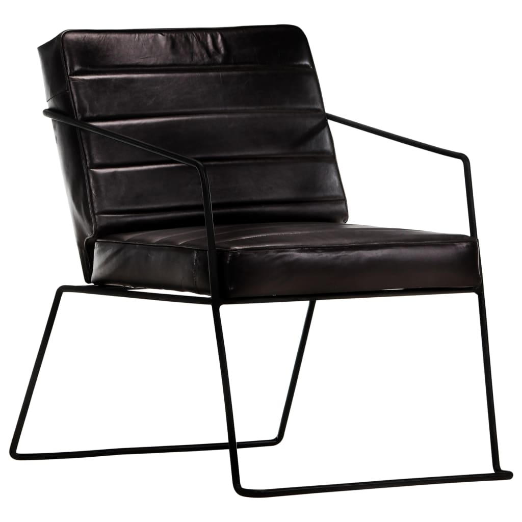 Fauteuil echt leer zwart