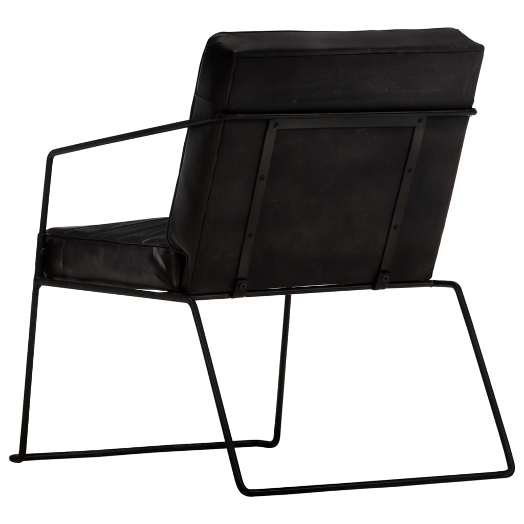 Fauteuil echt leer zwart