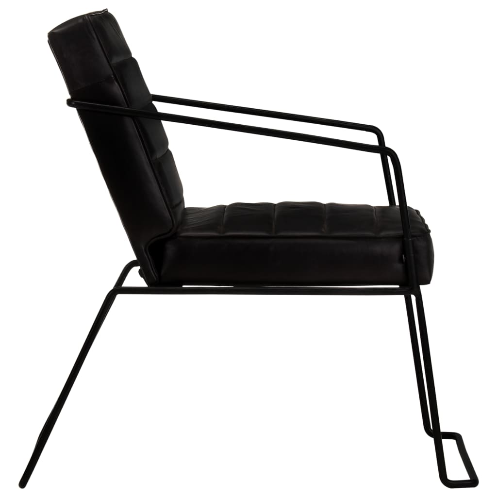 Fauteuil echt leer zwart