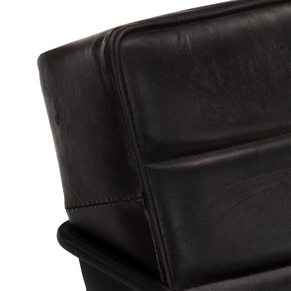 Fauteuil echt leer zwart