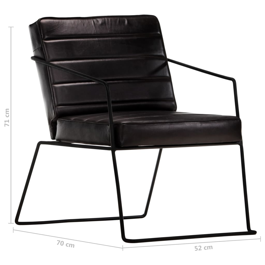 Fauteuil echt leer zwart