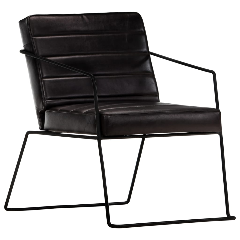 Fauteuil echt leer zwart
