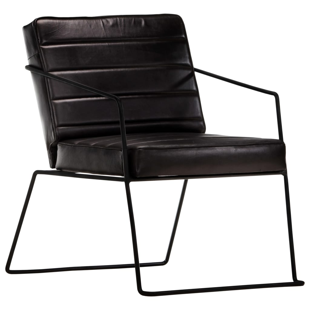 Fauteuil echt leer zwart