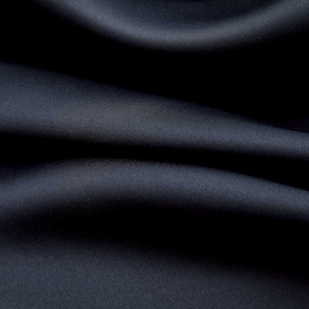 Gordijn verduisterend met metalen ringen 2 st 140x175 cm zwart