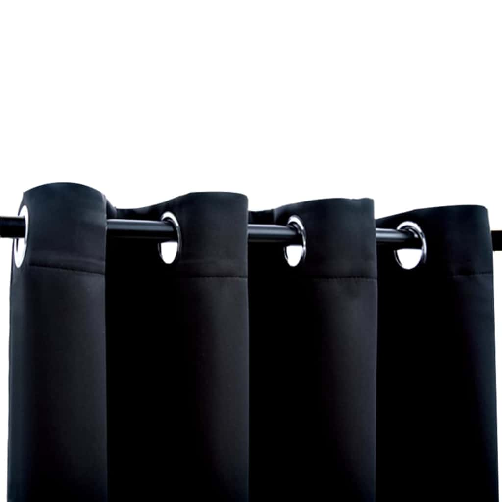 Gordijn verduisterend met metalen ringen 2 st 140x175 cm zwart