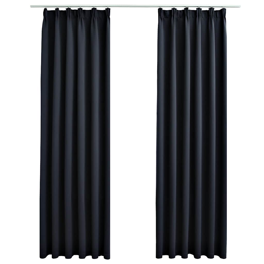 Gordijnen verduisterend met haken 2 st 140x225 cm antraciet