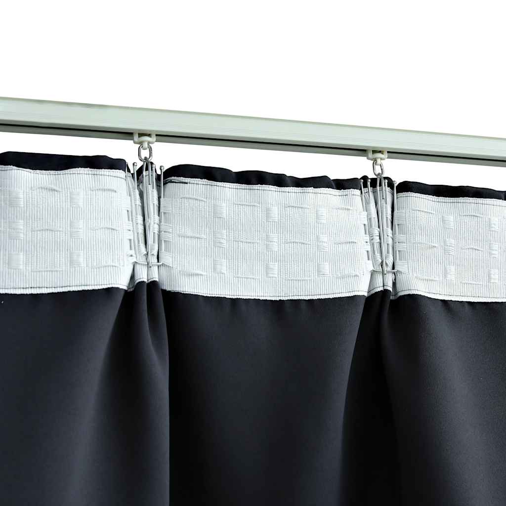 Gordijnen verduisterend met haken 2 st 140x245 cm antraciet